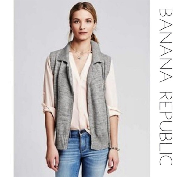 Banana Republic Sweaters - Banana Republic BLUE Zip Moto Style Sweater Vest S